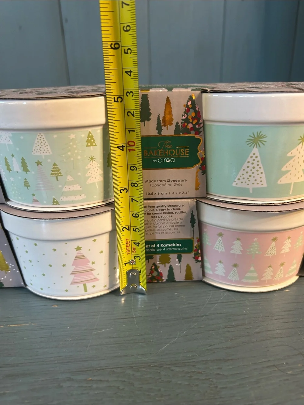 The Bakehouse by Ciroa Holiday Ramekins - Pastel Tree Set of 4 - New